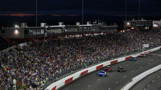NORTH WILKESBORO, NORTH CAROLINA - MAY 19: A general view of racing during the NASCAR Cup Series All-Star Race at North Wilkesboro Speedway on May 19, 2024 in North Wilkesboro, North Carolina.