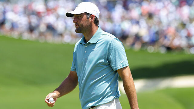 CHARLOTTE, NORTH CAROLINA - MAY 17: Scottie Scheffler of the United States walks off the first green during the third round of the PGA Championship at Quail Hollow Country Club on May 17, 2025 in Charlotte, North Carolina.