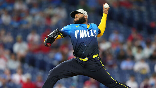 PHILADELPHIA, PENNSYLVANIA - MAY 16: Jose Alvarado #46 of the Philadelphia Phillies delivers a pitch against the Pittsburgh Pirates in the ninth inning at Citizens Bank Park on May 16, 2025 in Philadelphia, Pennsylvania.