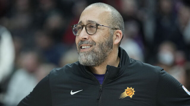 PORTLAND, OREGON - FEBRUARY 03: Assistant coach David Fizdale of the Phoenix Suns looks on before the game against the Portland Trail Blazers at Moda Center on February 03, 2025 in Portland, Oregon.
