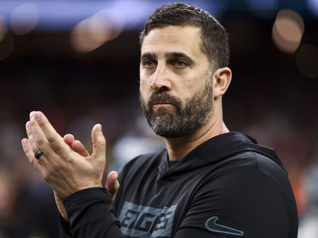NEW ORLEANS, LOUISIANA - FEBRUARY 09: Philadelphia Eagles head coach Nick Sirianni reacts on the field before Super Bowl LIX against the Kansas City Chiefs at Caesars Superdome on February 9, 2025 in New Orleans, Louisiana.