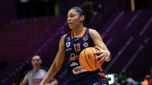 TURIN, ITALY - FEBRUARY 14: Janelle Illona Salaun of Famila Wuber Schio during the Frecciarossa Final Four Women's Coppa Italia Semi Final match between Famila Wuber Schio and La Molisana Magnolia Campobasso at INALPI Arena on February 14, 2025 in Turin, Italy.