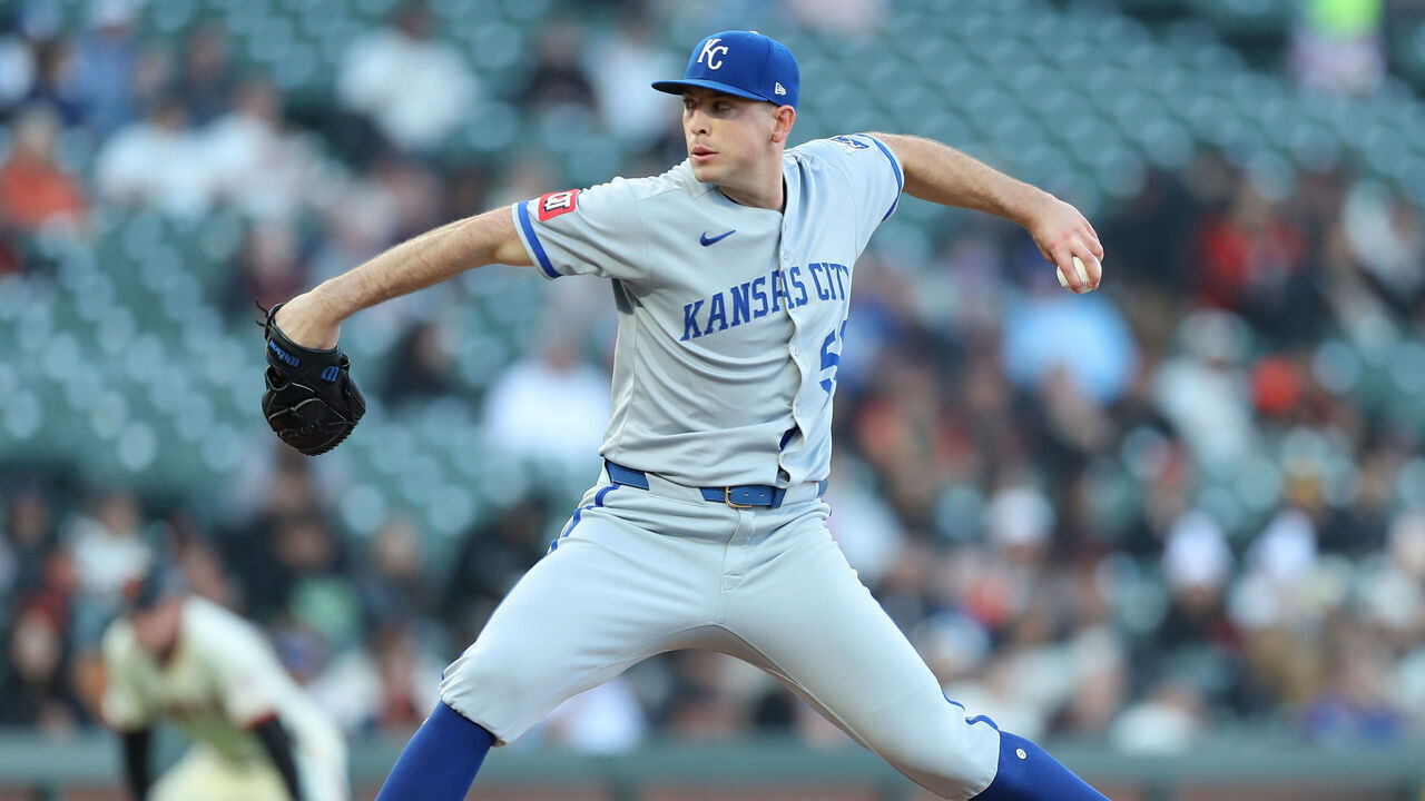 SAN FRANCISCO, CA - MAY 19: Kris Bubic #50 of the Kansas City Royals pitches during the game between the Kansas City Royals and the San Francisco Giants at Oracle Park on Monday, May 19, 2025 in San Francisco, California.