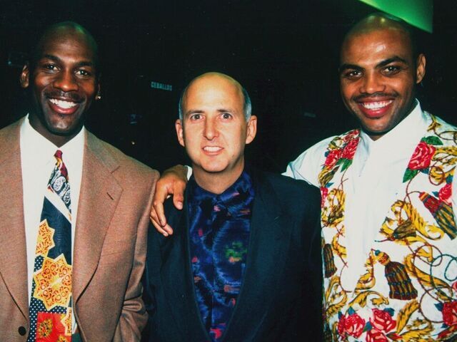 LOS ANGELES - 1992: Michael Jordan of the Chicago Bulls, Agent David Falk and Charles Barkley of the Philadelphia 76ers pose for a photo in 1992 in Los Angeles, California. NOTE TO USER:User expressly acknowledges and agrees that, by downloading and/or using this Photograph, user is consenting to the terms and conditions of the Getty Images License Agreement. Mandatory Copyright Notice: Copyright 1992 NBAE