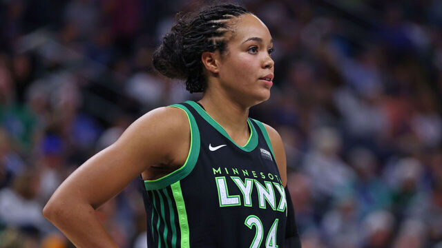 MINNEAPOLIS, MN - MAY 21: Napheesa Collier #24 of the Minnesota Lynx looks on during the game against the Dallas Wings during a WNBA game on May 21, 2025 at Target Center in Minneapolis, Minnesota. Mandatory Copyright Notice: Copyright 2025 NBAE