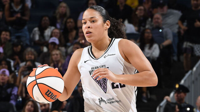 SAN FRANCISCO, CA - MAY 21: Veronica Burton #22 of the Golden State Valkyries dribbles the ball during the game on May 21, 2025 at Chase Center in San Francisco, California. NOTE TO USER: User expressly acknowledges and agrees that, by downloading and or using this photograph, user is consenting to the terms and conditions of Getty Images License Agreement. Mandatory Copyright Notice: Copyright 2025 NBAE