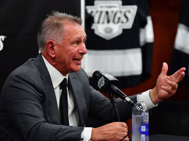 El Segundo, CA - May 15: Ken Holland is introduced as general manager of the Los Angeles Kings at Toyota Sports Performance Center on May 15, 2025 in El Segundo, California.