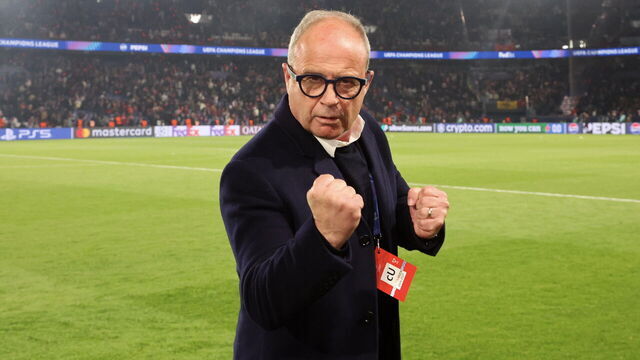 PARIS, FRANCE - MAY 07: Luis Campos of Paris Saint-Germain celebrates the victory after the UEFA Champions League 2024/25 Semi Final Second Leg match between Paris Saint-Germain and Arsenal FC at Parc des Princes on May 07, 2025 in Paris, France.