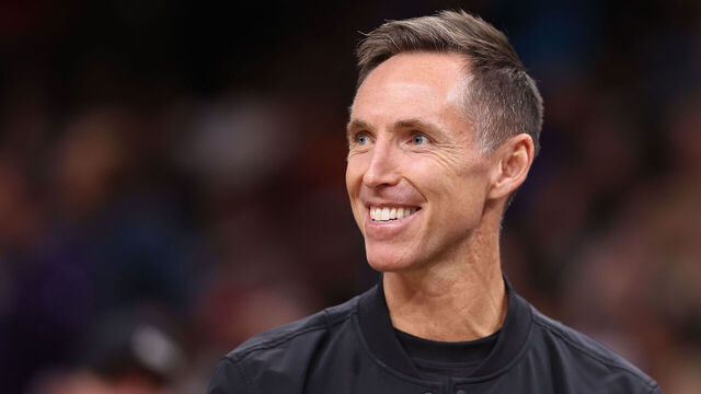 PHOENIX, ARIZONA - DECEMBER 12: Former Phoenix Suns guard Steve Nash attends the NBA game at Footprint Center on December 12, 2023 in Phoenix, Arizona. The Suns defeated the Warriors 119-116.