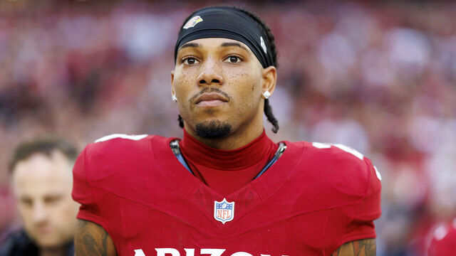 GLENDALE, ARIZONA - JANUARY 5: Cornerback Sean Murphy-Bunting #23 of the Arizona Cardinals stands on the sidelines during the national anthem prior to an NFL football game against the San Francisco 49ers at State Farm Stadium on January 5, 2025 in Glendale, Arizona.