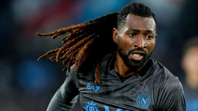 Andre-Frank Zambo Anguissa of SSC Napoli during the Serie A Enilive match between SS Lazio and SSC Napoli at Stadio Olimpico on February 15, 2025 in Rome, Italy.