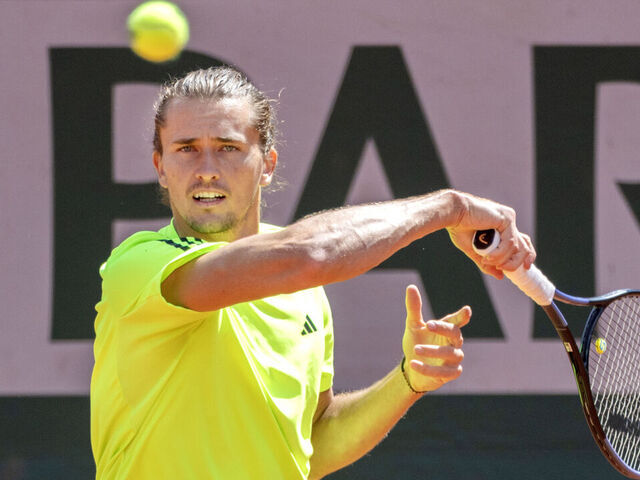 PARIS, FRANCE - MAY 23: Alexander Zverev of Germany during a practice session on Court Simonne-Mathieu in preparation for the 2025 French Open Tennis Tournament at Roland Garros on May 23rd, 2025, in Paris, France.