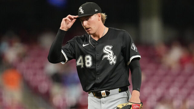 CINCINNATI, OHIO - MAY 13: Jonathan Cannon #48 of the Chicago White Sox gestures during a baseball game against the Cincinnati Reds at Great American Ball Park on May 13, 2025 in Cincinnati, Ohio.