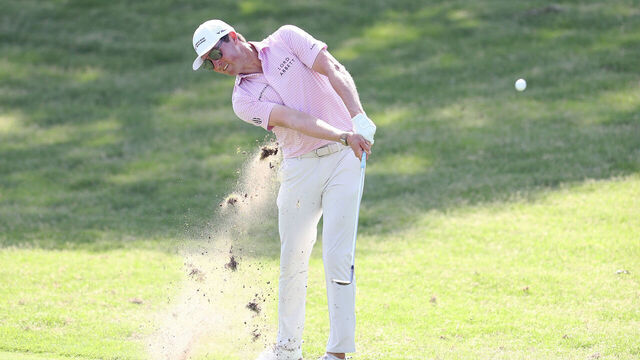 FORT WORTH, TEXAS - MAY 24: Ben Griffin of the United States plays a shot on the 18th hole during the third round of the Charles Schwab Challenge 2025 at Colonial Country Club on May 24, 2025 in Fort Worth, Texas.
