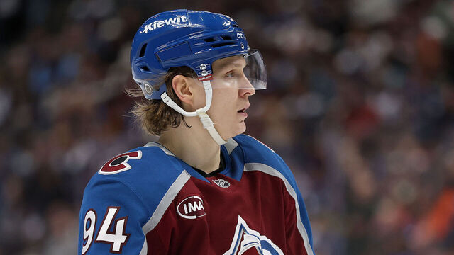 DENVER, COLORADO - FEBRUARY 02: Joel Kiviranta #94 of the Colorado Avalanche plays the Philadelphia Flyers in the first period at Ball Arena on February 02, 2025 in Denver, Colorado.