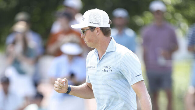 FORT WORTH, TEXAS - MAY 25: Ben Griffin of the United States reacts to a putt on the 14th green during the final round of the Charles Schwab Challenge 2025 at Colonial Country Club on May 25, 2025 in Fort Worth, Texas.