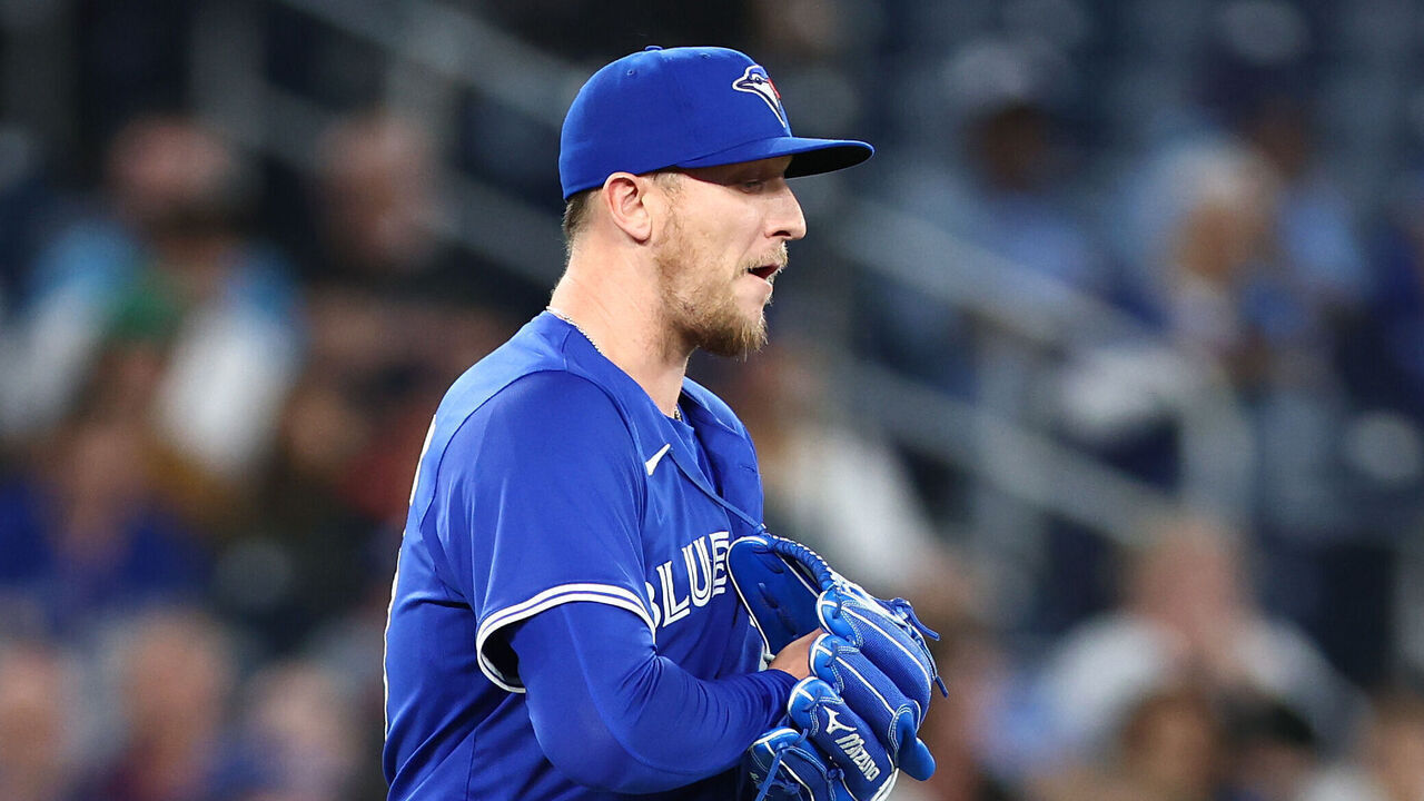 TORONTO, ON - MAY 13: Jeff Hoffman #23 of the Toronto Blue Jays walks to the mound in the ninth inning during a game against the Tampa Bay Rays at Rogers Centre on May 13, 2025 in Toronto, Ontario, Canada.