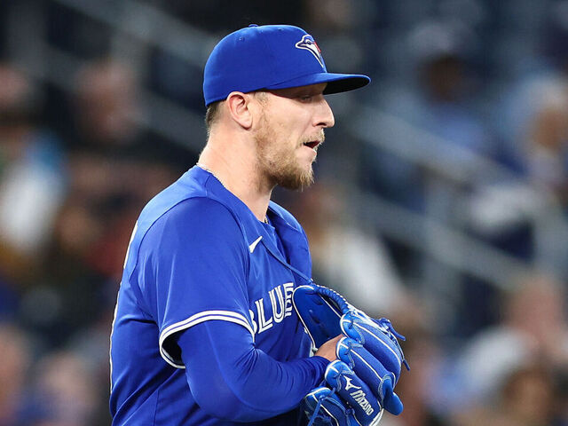 TORONTO, ON - MAY 13: Jeff Hoffman #23 of the Toronto Blue Jays walks to the mound in the ninth inning during a game against the Tampa Bay Rays at Rogers Centre on May 13, 2025 in Toronto, Ontario, Canada.