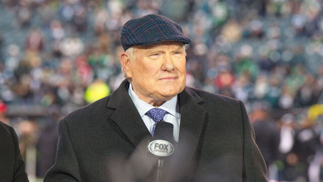 PHILADELPHIA, PA - JANUARY 29: Fox NFL Sunday analyst Terry Bradshaw looks on during the Championship game between the San Fransisco 49ers and the Philadelphia Eagles on January 29, 2023.