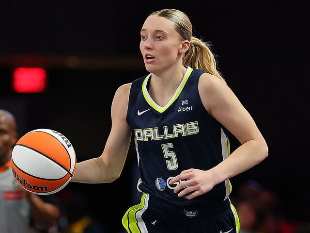 COLLEGE PARK, GEORGIA - MAY 24: Paige Bueckers #5 of the Dallas Wings pushes the ball up the court against the Atlanta Dream during the fourth quarter at Gateway Center Arena on May 24, 2025 in College Park, Georgia.