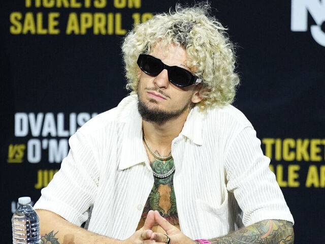 MIAMI, FLORIDA - APRIL 11: Sean O'Malley is seen on stage during the UFC 316 press conference at Kaseya Center on April 11, 2025 in Miami, Florida.