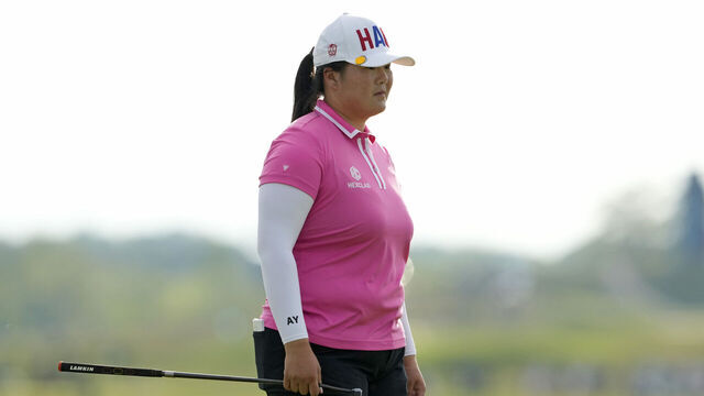 ERIN, WISCONSIN - MAY 29: Angel Yin of the United States looks on from the 18th green during the first round of the U.S. Women's Open presented by Ally 2025 at Erin Hills Golf Course on May 29, 2025 in Erin, Wisconsin.