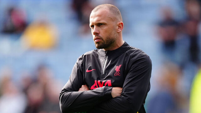 Liverpool coach John Heitinga during the Premier League match at the King Power Stadium, Leicester. Picture date: Sunday April 20, 2025.