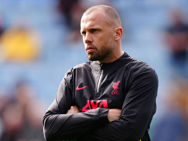 Liverpool coach John Heitinga during the Premier League match at the King Power Stadium, Leicester. Picture date: Sunday April 20, 2025.