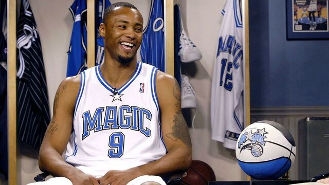 MAITLAND, FL - JULY 11: Rashard Lewis #9 of the Orlando Magic laughs during an interview at the RDV Sportsplex on July 11, 2007 in Maitland, Florida. NOTE TO USER: User expressly acknowledges and agrees that, by downloading and/or using this Photograph, user is consenting to the terms and conditions of the Getty Images License Agreement. Mandatory Copyright Notice: Copyright 2007 NBAE