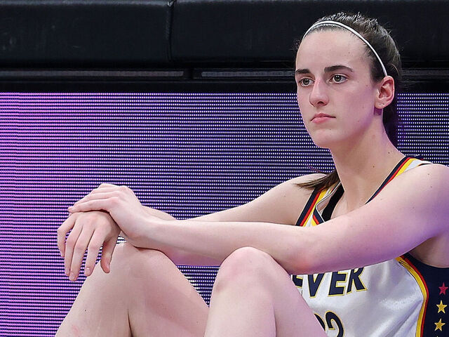 ATLANTA, GEORGIA - MAY 22: Caitlin Clark #22 of the Indiana Fever waits to re-enter the game against the Atlanta Dream during the second quarter at State Farm Arena on May 22, 2025 in Atlanta, Georgia. NOTE TO USER: User expressly acknowledges and agrees that, by downloading and/or using this photograph, user is consenting to the terms and conditions of the Getty Images License Agreement.