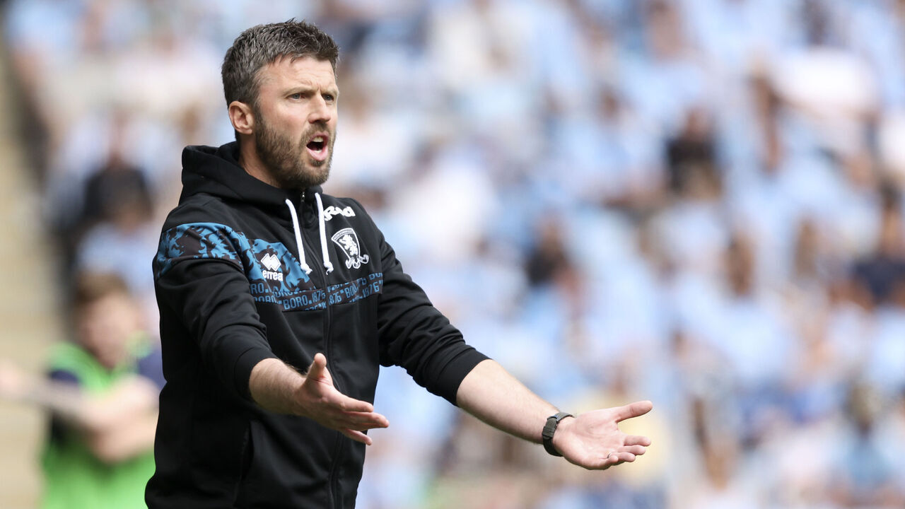 COVENTRY, ENGLAND - MAY 3: Michael Carrick, Manager of Middlesbrough on the side line during the Sky Bet Championship match between Coventry City FC and Middlesbrough FC at The Coventry Building Society Arena on May 3, 2025 in Coventry, England.
