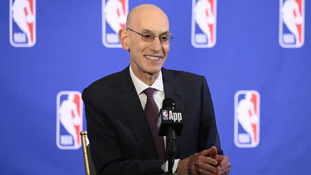 NEW YORK - MARCH 27: NBA Commissioner, Adam Silver speaks to media during a press conference on March 27, 2025 at the St. Regis Hotel in New York City. NOTE TO USER: User expressly acknowledges and agrees that, by downloading and/or using this photograph, user is consenting to the terms and conditions of the Getty Images License Agreement. Mandatory Copyright Notice: Copyright 2025 NBAE