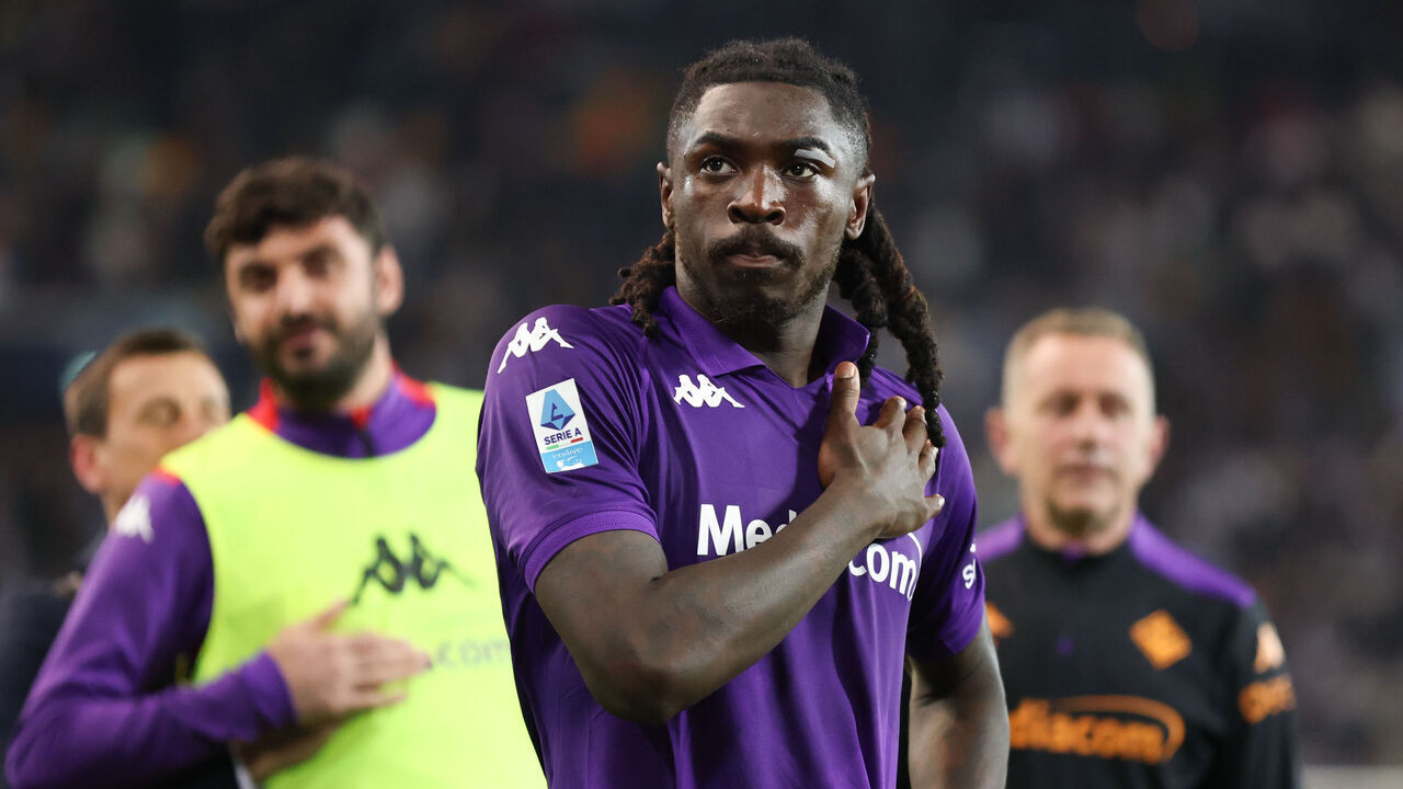 UDINE, ITALY - MAY 25: Moise Kean of Fiorentina at the end of the Serie A match between Udinese and Fiorentina at Stadio Friuli on May 25, 2025 in Udine, Italy.