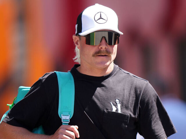 Mercedes' reserve driver Valtteri Bottas arrives at the Circuit de Barcelona-Catalunya, Spain. Picture date: Thursday May 25, 2025.