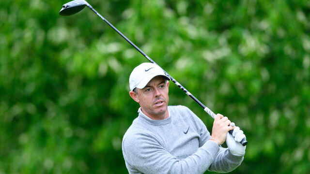 CALEDON, ON - JUNE 05: Rory McIlroy of Northern Ireland watches his tee shot on the 16th hole during the First Round of the RBC Canadian Open at TPC Toronto at Osprey Valley on June 05, 2025 in Caledon, Ontario, Canada.