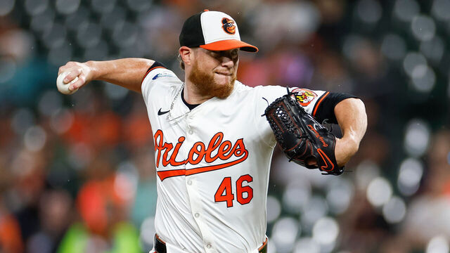 BALTIMORE, MARYLAND - SEPTEMBER 17: Craig Kimbrel #46 of the Baltimore Orioles delivers a pitch during the ninth inning of a game against the San Francisco Giants at Oriole Park at Camden Yards on September 17, 2024 in Baltimore, Maryland.