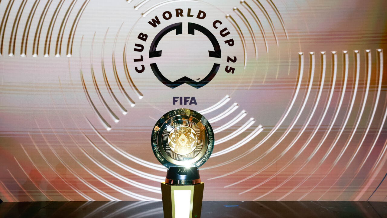 MIAMI, FLORIDA - DECEMBER 5: A view of the FIFA Club World Cup 2025 Trophy during the FIFA Club World Cup 2025 Draw Ceremony on December 5, 2024 in Miami, Florida.