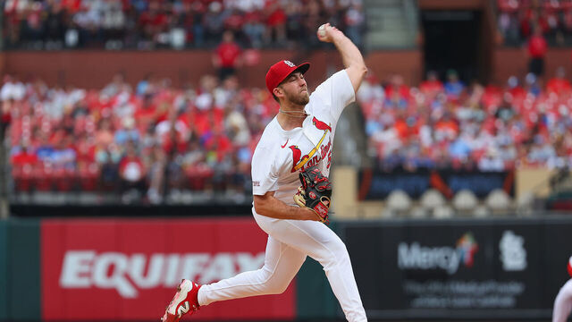 ST LOUIS, MISSOURI - JUNE 5: Matthew Liberatore #52 of the St. Louis Cardinals delivers a pitch against the Kansas City Royals in the first inning during game two of a doubleheader at Busch Stadium on June 5, 2025 in St Louis, Missouri.