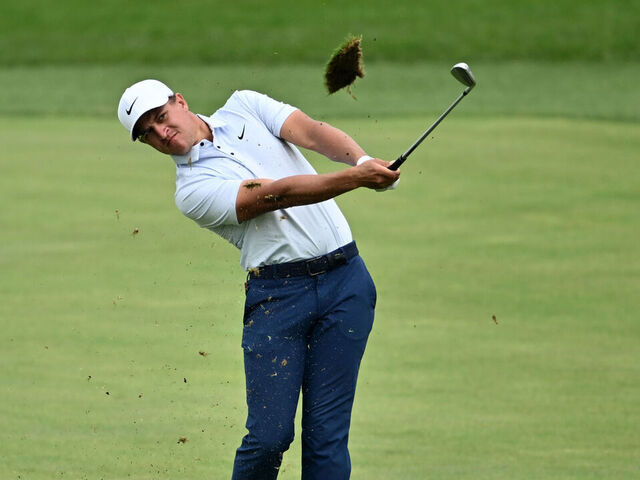 CALEDON, ONTARIO - JUNE 06: Cameron Champ of the United States plays a shot on the eighth hole during the second round of the RBC Canadian Open 2025 at TPC Toronto at Osprey Valley on June 06, 2025 in Caledon, Ontario.