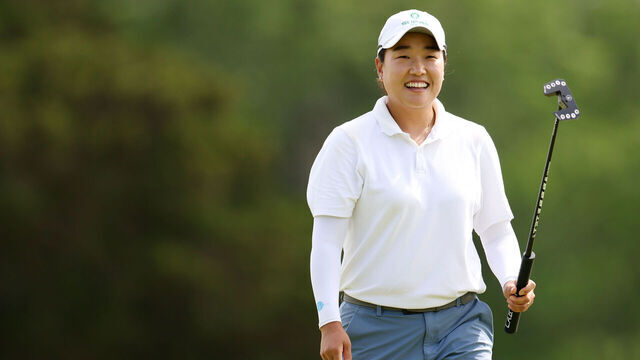 GALLOWAY, NEW JERSEY - JUNE 06: Ilhee Lee of South Korea reacts on the 15th green during the first round of the ShopRite LPGA Classic presented by Acer 2025 at Seaview Bay Course on June 06, 2025 in Galloway, New Jersey.