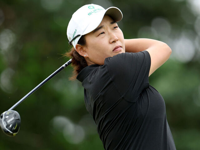 GALLOWAY, NEW JERSEY - JUNE 07: Ilhee Lee of Republic of Korea plays her shot on the eighth tee during the second round of the ShopRite LPGA Classic presented by Acer 2025 at Seaview Bay Course on June 07, 2025 in Galloway, New Jersey.