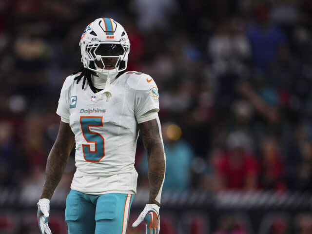 HOUSTON, TX - DECEMBER 15: Jalen Ramsey #5 of the Miami Dolphins lines up before the snap during an NFL football game against the Houston Texans at NRG Stadium on December 15, 2024 in Houston, Texas.
