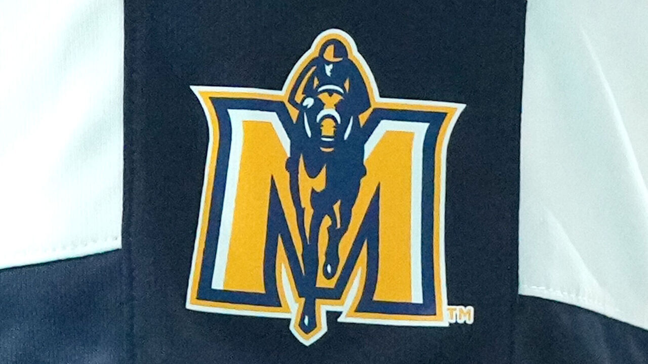CONWAY, SC - NOVEMBER 17: The Murray State Racers logo on a pair of shorts during the first round game of the Myrtle Beach Invitational college basketball game against the Texas A&M Aggies at the HTC Center on November 17, 2022 in Conway, South Carolina. *** Local Caption ***