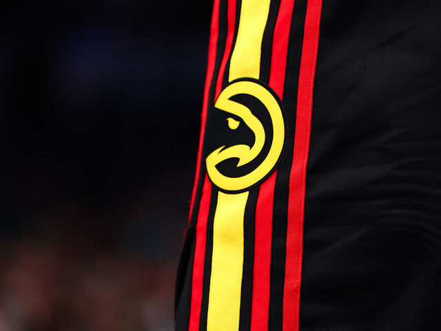 CHARLOTTE, NORTH CAROLINA - NOVEMBER 30: The Atlanta Hawks logo is seen on the shorts of Trae Young #11 during the second half of a basketball game against the Charlotte Hornets at Spectrum Center on November 30, 2024 in Charlotte, North Carolina.
