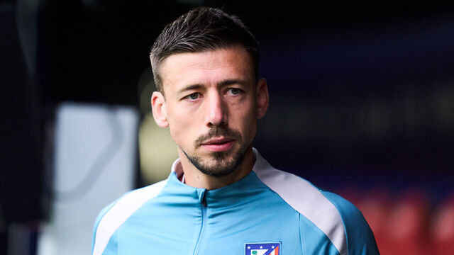 PAMPLONA, SPAIN - MAY 15: Clement Lenglet of Atletico de Madrid looks on prior to the LaLiga match between CA Osasuna and Atletico de Madrid at Estadio El Sadar on May 15, 2025 in Pamplona, Spain.