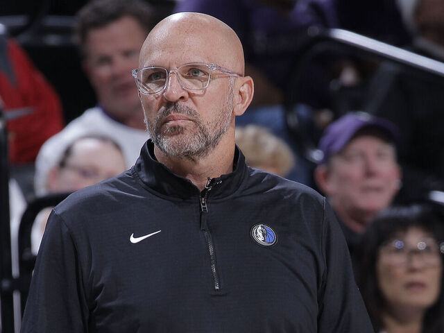 SACRAMENTO, CA - APRIL 16: Head Coach Jason Kidd of the Dallas Mavericks looks on during the game against the Sacramento Kings during the 2025 SoFi Play-In Tournament on April 16, 2025 at Golden 1 Center in Sacramento, California. NOTE TO USER: User expressly acknowledges and agrees that, by downloading and or using this photograph, User is consenting to the terms and conditions of the Getty Images Agreement. Mandatory Copyright Notice: Copyright 2025 NBAE