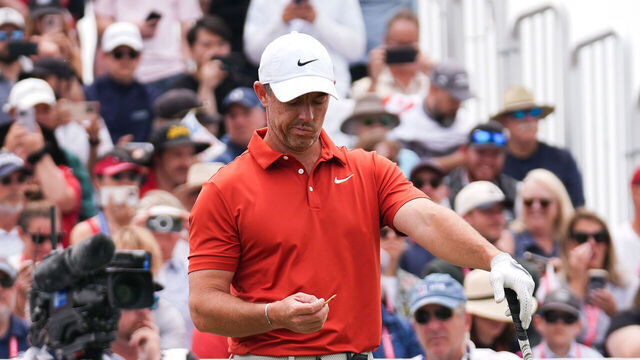 CALEDON, CANADA - JUNE 6 : Rory McIlroy of Northern Ireland gestures before a tee shot during the second round of the RBC Canadian Open 2025 at TPC Toronto at Osprey Valley in Caledon, Ontario, Canada on June 6, 2025.