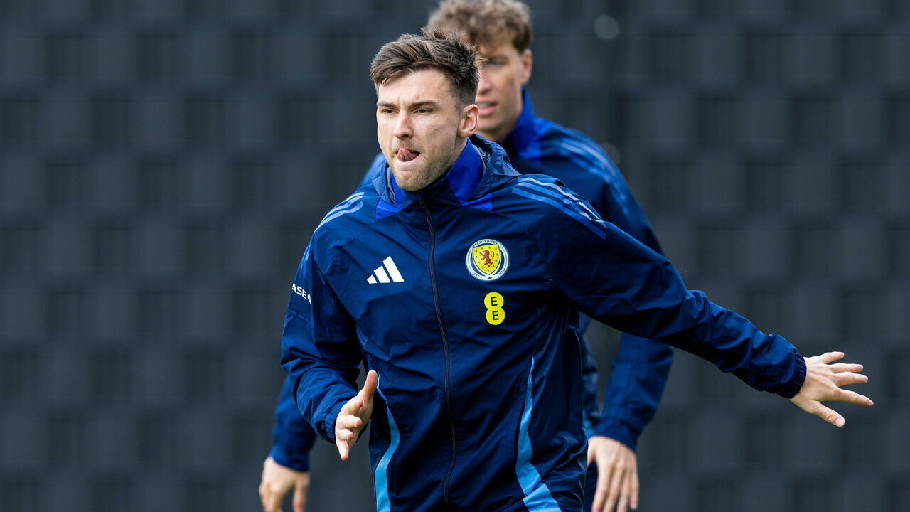 GLASGOW, SCOTLAND - JUNE 03: Kieran Tierney during a Scotland training session at The City Stadium, on June 03, 2025, in Glasgow, Scotland.