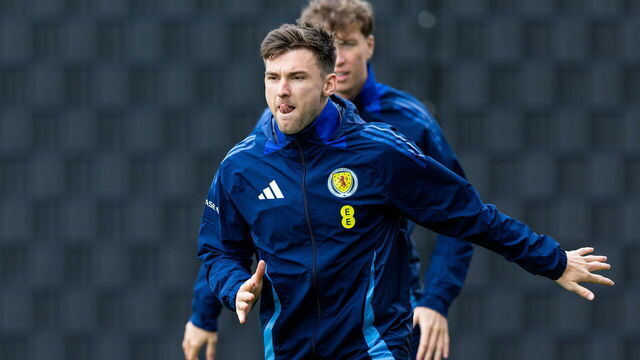 GLASGOW, SCOTLAND - JUNE 03: Kieran Tierney during a Scotland training session at The City Stadium, on June 03, 2025, in Glasgow, Scotland.