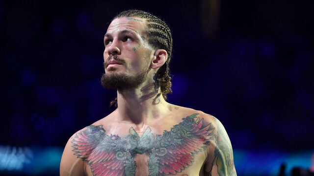 NEWARK, NEW JERSEY - JUNE 07: Sean O'Malley of the United States enters the octagon before the bantamweight title bout against Merab Dvalishvili of Georgia during UFC 316 at the Prudential Center on June 07, 2025 in Newark, New Jersey.